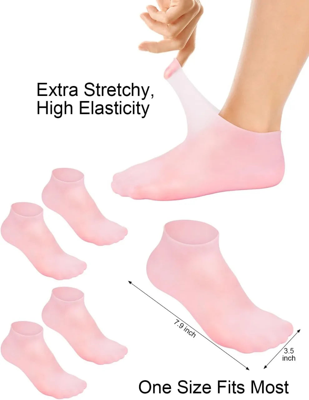 Silicone Elastic Moisturizing Foot Socks, Spa Massage Moisturizing Gel Socks for Dry Cracked Feet