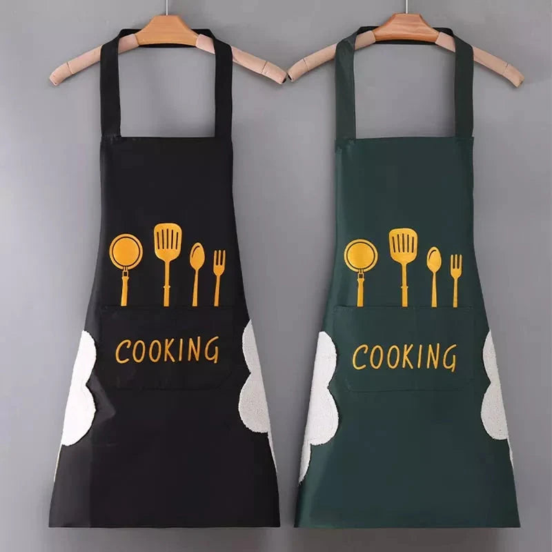 Kitchen Apron Waterproof Hand-Wiping With Pocket