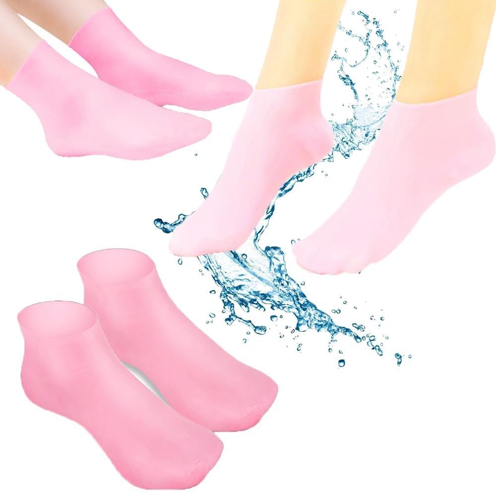 Silicone Elastic Moisturizing Foot Socks, Spa Massage Moisturizing Gel Socks for Dry Cracked Feet