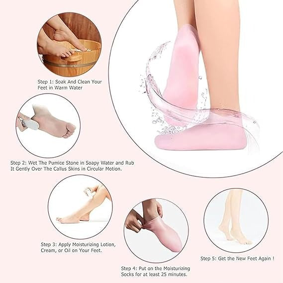 Silicone Elastic Moisturizing Foot Socks, Spa Massage Moisturizing Gel Socks for Dry Cracked Feet